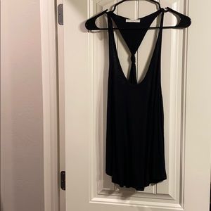 Black tank top w/ low back & knot detail